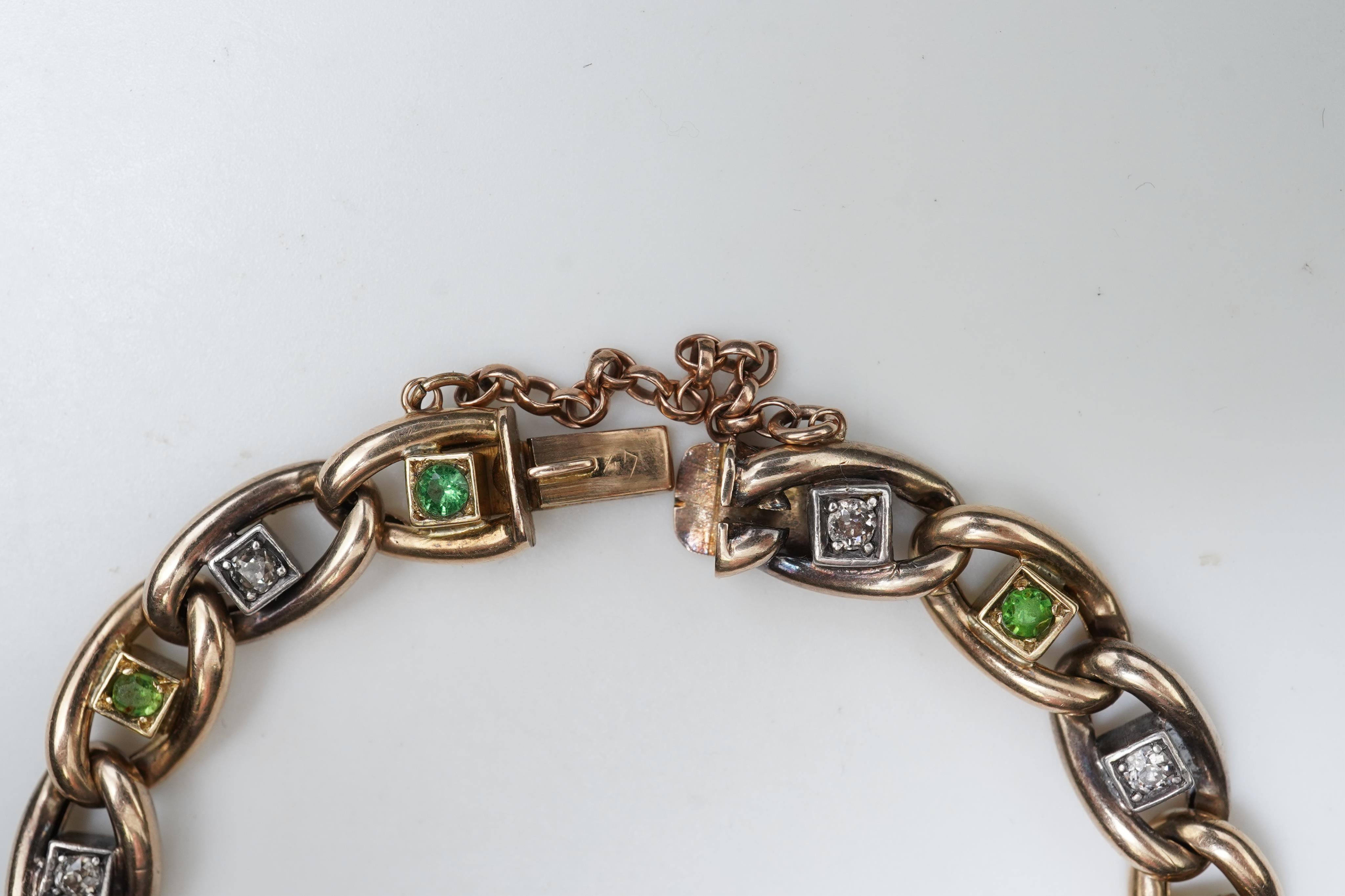 A demantoid garnet and diamond bracelet, early 20th century